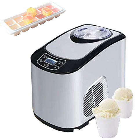 LTLCLZ Intelligent Ice Cream Maker Frozen Yogurt,Compressor, 1.5 L Stainless Steel, Can Be Prepared in 30 Minutes without Pre-Cooling,with Ice Cube Trays,White