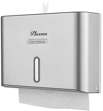 PLUSSEN Paper Towel Dispenser Wall Mount, Adhesive No Drilling Multifold Trifold C Fold Commercial Hand Towel Dispenser,Silver