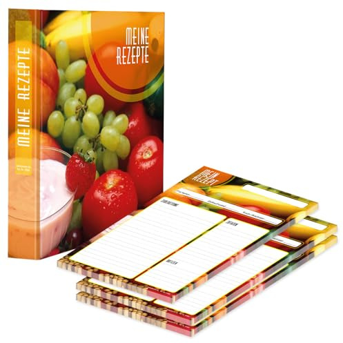PRICARO Rezeptordner mit Rezeptblock Bunte Zutaten, A4