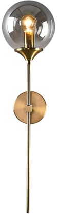 ZTTECH Aplique de pared vintage industrial, globo de vidrio Fuliggine con lámpara de pared en oro de brazo largo, aplique de mesita de noche en oro (Fuliggine)