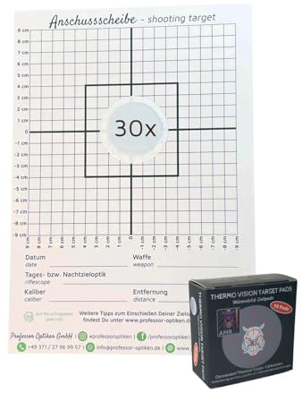 3X 10er-Set AMR Thermo Vision Target Pads inkl. Anschussscheiben (je 30 Stück) - Wärme-Klebepads zum Kalibrieren und Einstellen von Wärmebildgeräten, Wärmebildkameras, Vorsatzgeräten