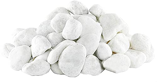 Gexmile Ciottoli Bianchi Naturale Lucida Ghiaia Decorativa Pietre di Roccia di Fiume per Vaso Fiori Giardino Acquario Diametro 40-60mm 1000g