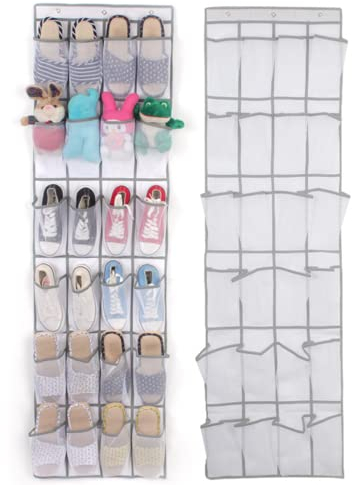 Bkrdty Schuhe Aufhängen Tür 24 Taschen Schuhregal Tür Sichtbares Vliesgewebe Tür Schuh-organisator mit Haken für Schuhe Socken Spielzeug Beauty Accessoires