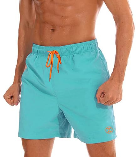 ZOXOZ Bañador Hombre Bañadores Surferos Pantalones Bañador Corto Hombre Natacion Traje de Baño Secado Rápido Impermeable Swimming Shorts con Bolsil Azul Claro S