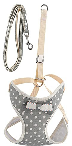 Pet Training Vest Straps Step in Hundegeschirr und Leine Set Atmungsaktives Katzenwestengeschirr mit verstellbarem Fluchtschutz für Haustiere(L-grau)