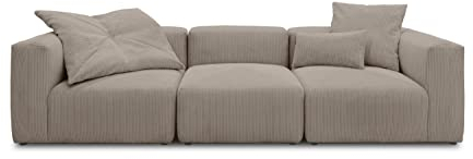DOMO. collection Sofa Malia, Cord Modul-Sofa, 3-Sitzer aus 2 x Ecksessel und 1 x Sessel, Bigsofa, Modul-Couch, 3 Polster-Elemente, 3er Couch, 301 x 108 x 69 cm (BxTxH), braun