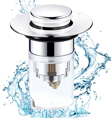 Tappo Lavabo Bagno Universale Pop up 34-40mm，Tappo Lavandino a Scomparsa con Filtro Anti Clogging Antiodore，per Lavandini e Scarichi