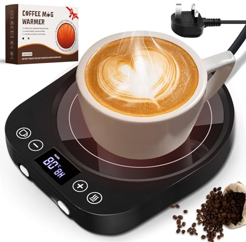 Coffee Mug Warmer, Smart Cup Warmer with Gravity Sensor, 9 Temperature Settings, 1-9H Timing, 4H Auto Shut Off, Cup Warmer for Heating Coffee, Tea, Milk, Coco, Candle