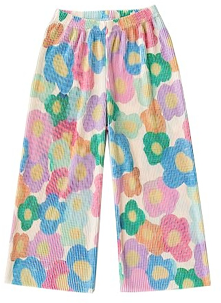 Kiench Mädchen Hose Weites Bein Plissee Sommerhose Kinder Culotte