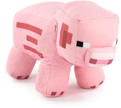Personaggi di Peluche del Videogioco Minecraft - Enderman, Lama, Ocelot, Maiale, Steve, Alex, Creeper, Lupo - Taglie Diverse a Seconda del Modello -Qualità Super Soft (Maiale)