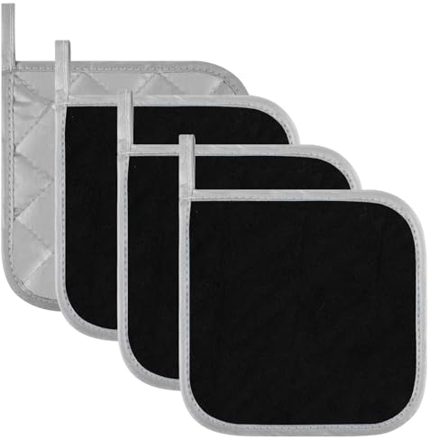 Dimeho 4er-Pack Topflappen-Set für die Küche hitzebeständige Wattepads Frottee-Topflappenmatten Untersetzer heiße Pads zum Kochen Backen Ofen Pfanne 17,8 x 17,8 cm