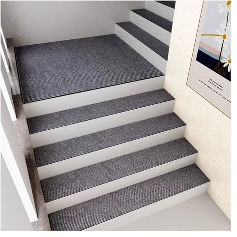 Treppenstufen Matten Aussen Rutschfest 76x20cm Stufenmatten Innen Teppich Treppen,Treppenteppich Selbstklebend Teppichfliesen für Holzstufen,Waschbarer Stufenschutz Treppenschoner für Kinder Ältere (
