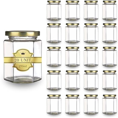 Espirito Rebelde - Tarro de miel hexagonal con tapa de 270 ml, ideal para la conservación de miel, mermelada, especias, yogur