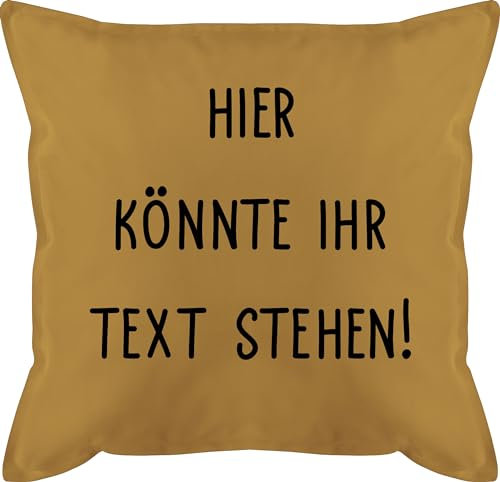Kissen 50x50 - Aufdruck selbst gestalten - Hier könnte Ihr Text Stehen I Eigener Text I Wunschtext I Custom Text - 50 x 50 cm - Gelb - Bedrucken eigenem muttertagskissen personalisierte