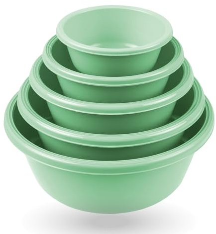 Pro Home Salatschüssel 5er Set (700ml - 6 L) Grün - Rührschüssel Vorratsschüssel, Spülmaschinenfest (Ø16cm - Ø32cm) Lebensmittelbehälter, stapelbar