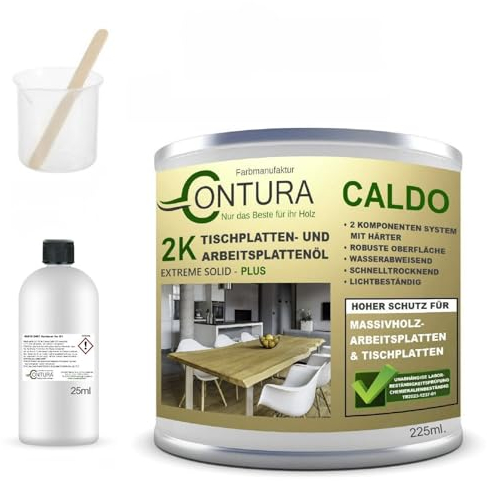 Contura 250ml. im Set Hartwachsöl 2K Arbeitsplattenöl Härter Holzöl Tische Theken Öl kratzfest Hartöl (Farblos - Naturholz)