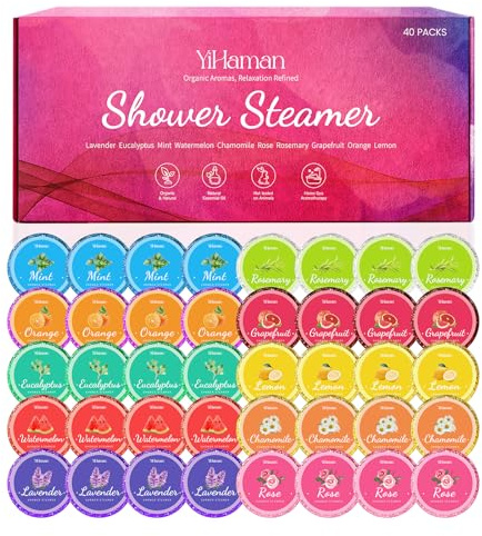 40PCS Shower Steamers Aromatherapy for Women or Men, 10 Scents Organic Shower Bombs, Relaxation with Organic Essential Oils, Birthday Self Care Gift for Women 1 Set