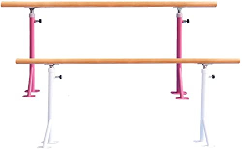 Ballettstange, weiß/rosa, Ständer, Ballettstange mit Holzgriff, verstellbare Tanzstange für Dehnung, Gymnastik, Training (Rosa 150 cm)