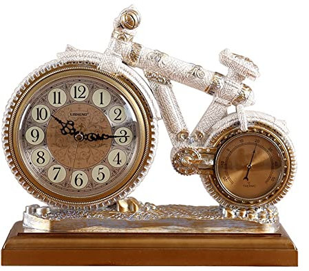 LUOYAOB Vintage Kaminuhr Fahrradmodell Tabletop Uhr, Vintage Deskuhr, stille Manteluhr Home Wohnzimmer Büroregal Dekorative Geschenke for Papa Hom Freund(Color:G)