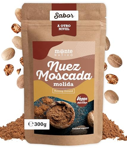 Noix de Muscade moulu Monte Nativo (300g) - Muscade moulu - Épices aromatiques séchées avec soin, idéales pour Cuisiner et Assaisonner - Arôme et Goût intenses