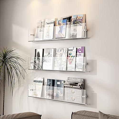 Prospektständer/ Prospekthalter Ständer Klar Broschüren-Halter Wandhalterung 3 Etagen, Hängend Literatur Aufbewahrungsregal Für Warteraum, Wohnzimmer, Büro, Heim-Display ( Size : Length 100cm/39.4inch