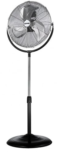 Generico Zephir Ventilatore a piantana Acciaio Cromato/nero Pala 50 cm 3 velocità 3 pale altezza regolabile max 150cm potenza 120W