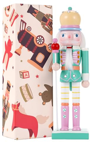 VorFor Casse Noisette Noel,25CM Soldat Casse Noisette Ornements,Bois Nutcracker Christmas Artisanat Pendule,Figurine Maison Décoration Noel.