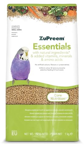 Zupreem Essentials sällskapsfåglarmat - naturliga ingredienser - fågelfoder, lämplig för undulater, australiska parakiter, små papegojor och andra små fåglar - 1 kg