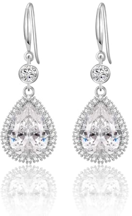 Shuxin Hochzeit Schmuckset Damen, Halskette & Ohrringe in Tropfenform mit 5A Zirkonia, Silber/Gold/Rosegold Schmuck Set Hochzeitstag Geschenke für Braut Frauen