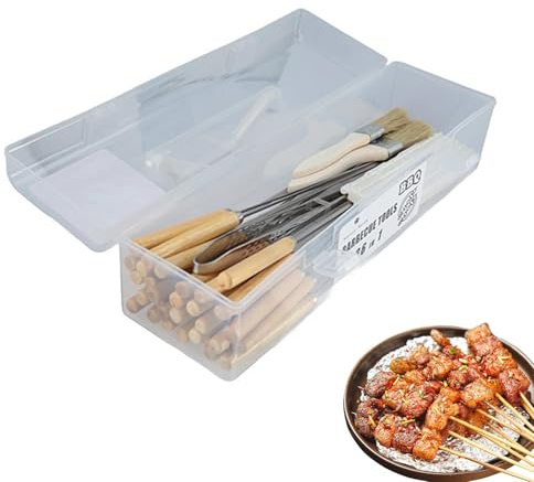 Grillzubehör-Set, BBQ-Grillspieße - 36X Edelstahl-Spachtel-Spieße mit Holzgriff,Grillgerät für Mais, Garnelen, Schweinefleisch, Huhn und Fisch im Freien für Reisen und Camping
