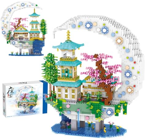 NUOJIAYING Chinesische Architektur Bausteine Bausatz, 2946 Teile Feenpavillon Architektur The Moon Palace Pavilion Baustein Set, DIY Modell Landschafts, Modular Haus Baustein Geschenk für Erwachsene
