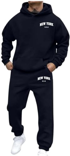 Fato de Treino Homem Invierno Baloncesto Chándal Gimnasio Informal Conjunto Chandal Completo Deportivo Moda Chandal Completo Largo 2 Piezas Chandal con Capucha