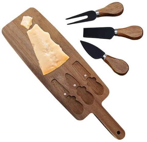 Tabla de cortar de madera, tabla de cortar de madera, bandeja para queso, bandeja para servir | tablas de cortar de madera, bandejas multifuncionales con utensilios para queso