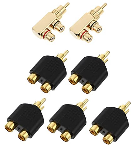Angoily 14 Stck. Audio-Adapter Video Recorder videokassettenrekorder Audio Splitter funkübertragungssystem für tv Konverter männlich 90-Grad-Splitteranschluss 90-Grad-Audiostecker Kupfer