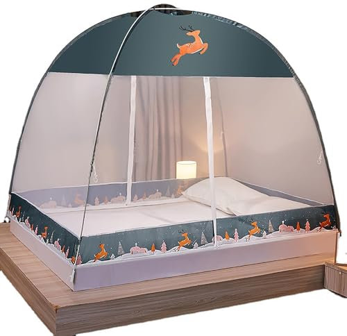 NEYTIIR Zanzariera Letto,Zanzariere Pieghevole,Pop Up Zanzariere A Doppia Porta,Efficace Contro Le Punture Di Zanzara Per Camera Da Letto,Esterno(C,200 * 200CM)