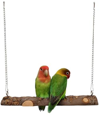 Balançoire en Bois pour Perroquet,Jouet Perroquet,Perchoir à Suspendre,Jouet Perruche,Jouets pour Oiseaux,Accessoires pour Perruches,Calopsittes,Inséparables,Perruches,Petits et Moyens Oiseaux