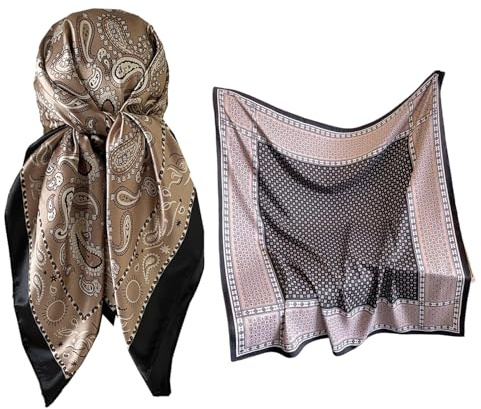 Halstuch Herren: 2 Stück Bandana Tuch, 90X90 cm Paisley Bandana für Kopftuch Schal Tuch mit Vintage Muster, Motorrad Reiten Western Festival