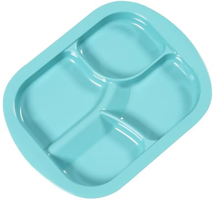 Assiettes Adaptatives En Mélamine À Rebord Incliné Et Antidérapantes Avec Paroi Surélevée Pour Personnes Âgées, Handicapées, Arthritiques De Manger Seul (Cavités Quadro à 4 compartiments)