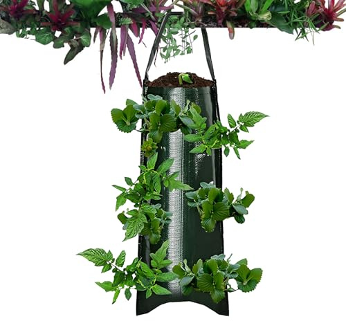 Bolsas De Cultivo Suspendables - Bolsas De Cultivo Para Fresas Al revés,Contenedor de Jardín para Cultivar Frutas de Verduras de Flores y Pimientos en Macetas en Balcón Terraza