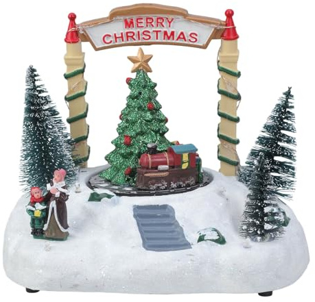 Caja de música multifuncional, funciona con pilas/USB, pantalla giratoria para interiores con luz nocturna brillante y decoración de caja giratoria