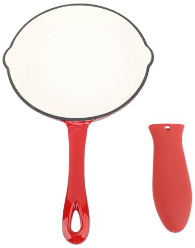 Fyearfly Sartén antiadherente de hierro fundido esmaltado para camping, cocina, parrilla, 20 cm