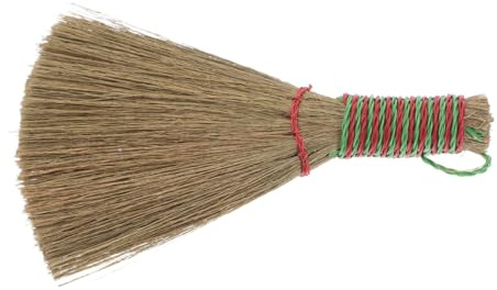 LOORGVEL Scopa a Mano Broom in Paglia Naturale con Manico, Spazzola per Mobili e Pavimenti, Pulizia e Veloce per Ambienti Interni