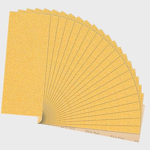 STEBRUAM Papel de Lija Grano 120 Húmedo y en Sec Lijas para Acabado de Coches,Metal,Madera,Pintura(21 hojas)