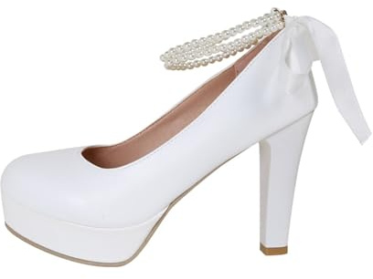 Escarpins Dirndl pour femme - Chaussures de mariée épaisses - Pieds larges - Chaussures élégantes à talons avec talon - Chaussures de mariage - Chaussures de danse d'été confortables - Chaussures