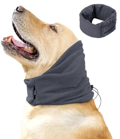 Hunde-Ohrenschützer, beruhigende Kapuze, Hals- und Ohrenwärmer, bequem, verstellbar, geräuschreduzierend, Ohrenschützer für Angstlinderung (Grau, M)