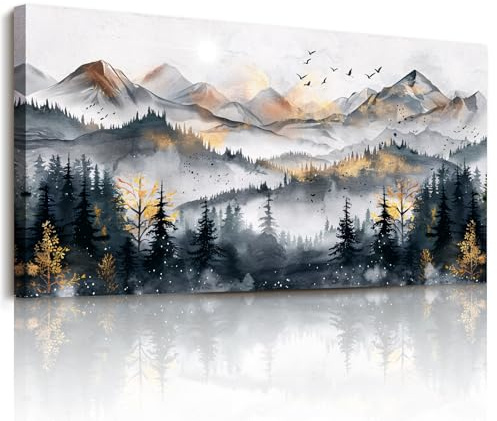 JHHUAMO Berge Landschaft Leinwand Bilder Schlafzimmer Wohnzimmer 50x100 cm
