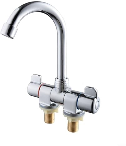 Advokingtap Robinet de cuisine de rechange pour camping-car, avec pulvérisateur flexible rotatif à 360 degrés, double poignées pour eau chaude et froide pour camping-cars, camping-cars (A)