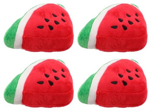 Homoyoyo 4pièces Lot de Peluches Pastèque Couinantes pour Chien Jouet Fruit à Mâcher Doux et Interactif pour Chiot