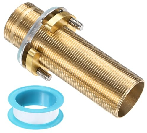 QUARKZMAN Wasserhahn Verlängerungsstutzen 10cm x 32mm Messingrohr Wasserhahn Verlängerungsnippel Überwurfmutter Kit Mit Edelstahl Dicker Anti-Lockermutter Und Dichtung Zubehör