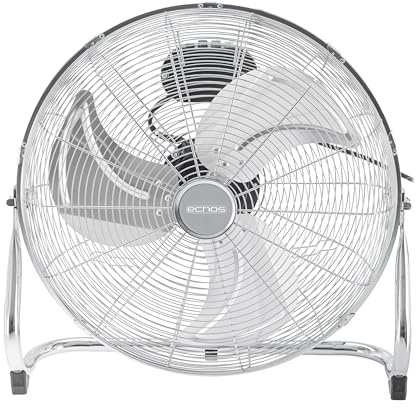 Echos® Bodenventilator Metall 46 cm – 100W Hochleistungs Ventilator leise, 3 Stufen, 90° neigbar, Industrie Ventilator mit starkem Luftstrom 102 m³/min, Standventilator für Werkstatt, Büro & Zuhause